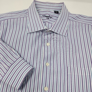 Coppley Men's Multi Color Stripe Point Collar ‎ Button Down Shirt Tailor Made